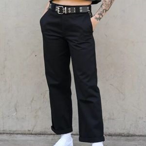 DICKIES Belted Worker Womens Crop Roll Hem Pants